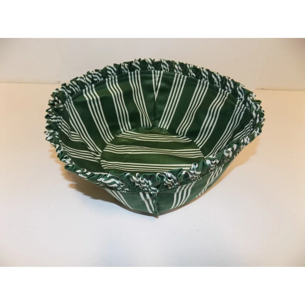 Popcorn Basket w/ Liner & Protector 1999 Christmas Holiday Longaberger GREEN